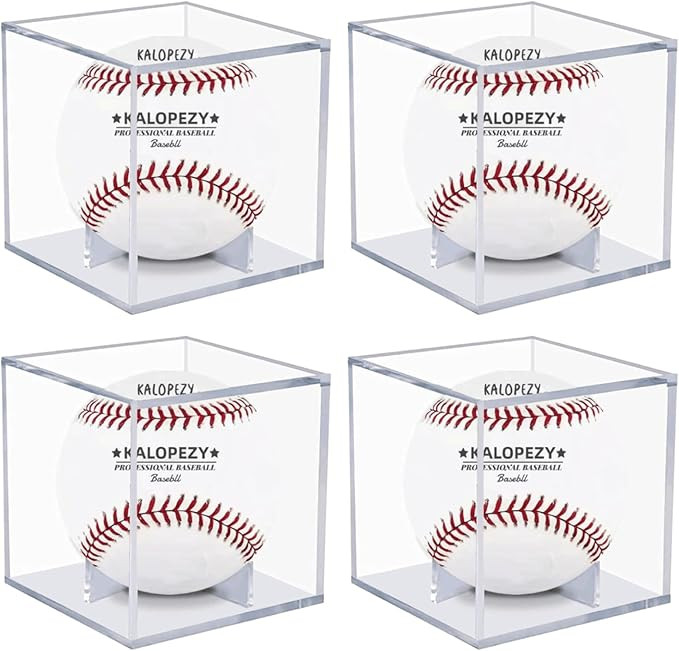 4 Pack Baseball Display Case, UV Protected Acrylic Boxes for Display,Clear Display Case Baseball ... | Amazon (US)
