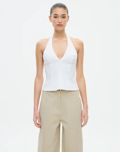 Zip Through Halter Blouse in Milk | Glassons AU | Glassons (Australia)