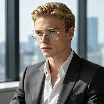 Amazon.com: Dollger Blue Light Glasses for Men Classic Clear Lens Non Prescription Gold Metal Avi... | Amazon (US)