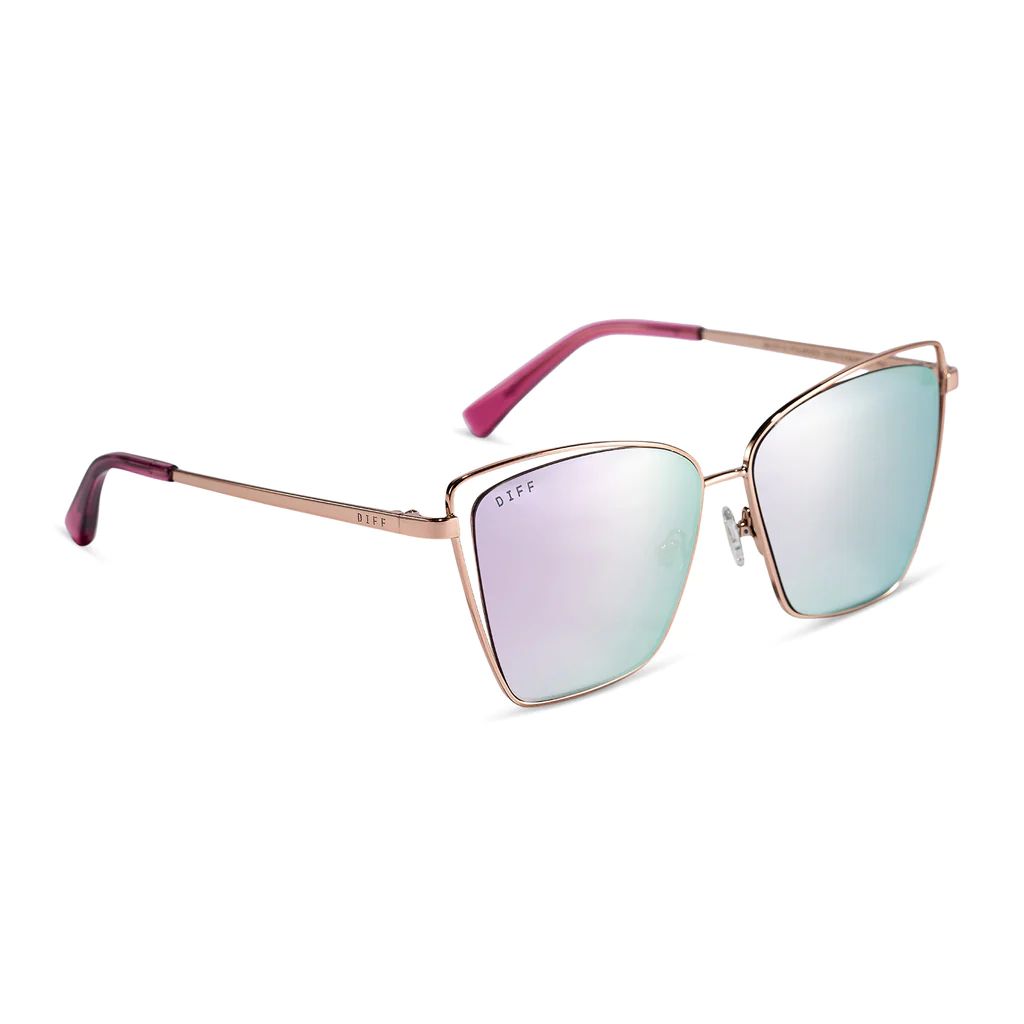 COLOR: rose gold   cherry blossom mirror polarized sunglasses | DIFF Eyewear