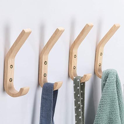 Wood Hooks Wall Mounted, Coat Hooks Vintage Single Wall Hooks Organizer Heavy Duty for Towel Hat ... | Amazon (US)