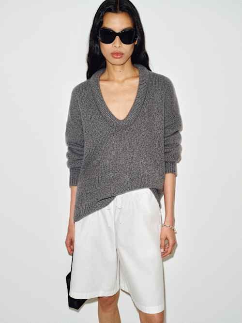 Reformation Jonie Cashmere Oversized Scoop Neck Natural Medium | Reformation (Global)