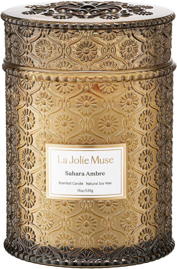 LA JOLIE MUSE Amber Candle, Scented Candle Gifts for Men&Women, Wood Wicked Large Candle for Home... | Amazon (US)