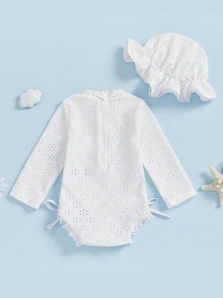 Baby Girl Swimsuit Baby Girls Long Sleeve One Piece Swimsuit Romper 4th Of July Bathing Suit Beach Rash Guard | SHEIN