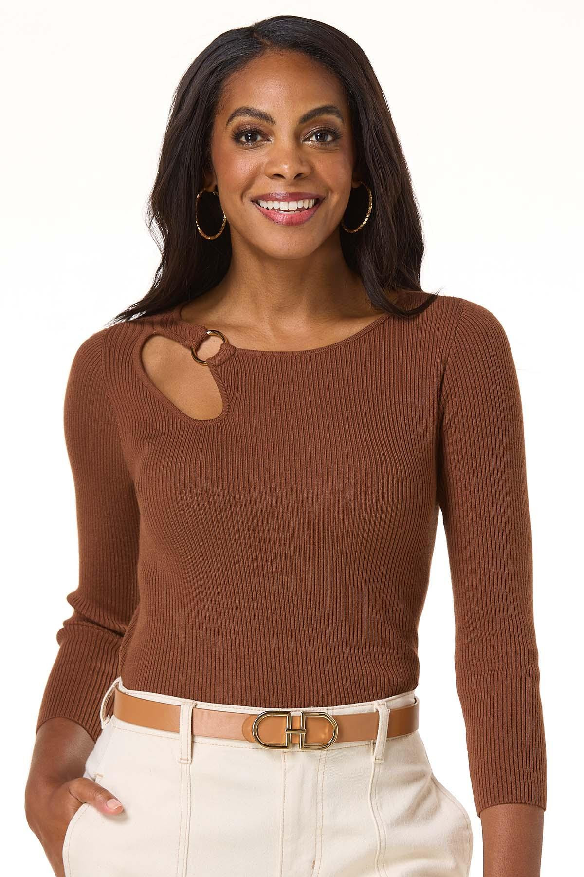 Ribbed O- Ring Sweater | Cato Fashions