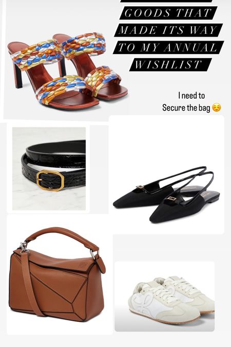 Annual luxury wishlist, Loewe bag, Ysl belt, Ysl shoes, Dries van noten sandal, loewe sneakers 

#LTKitbag #LTKshoecrush #LTKstyletip