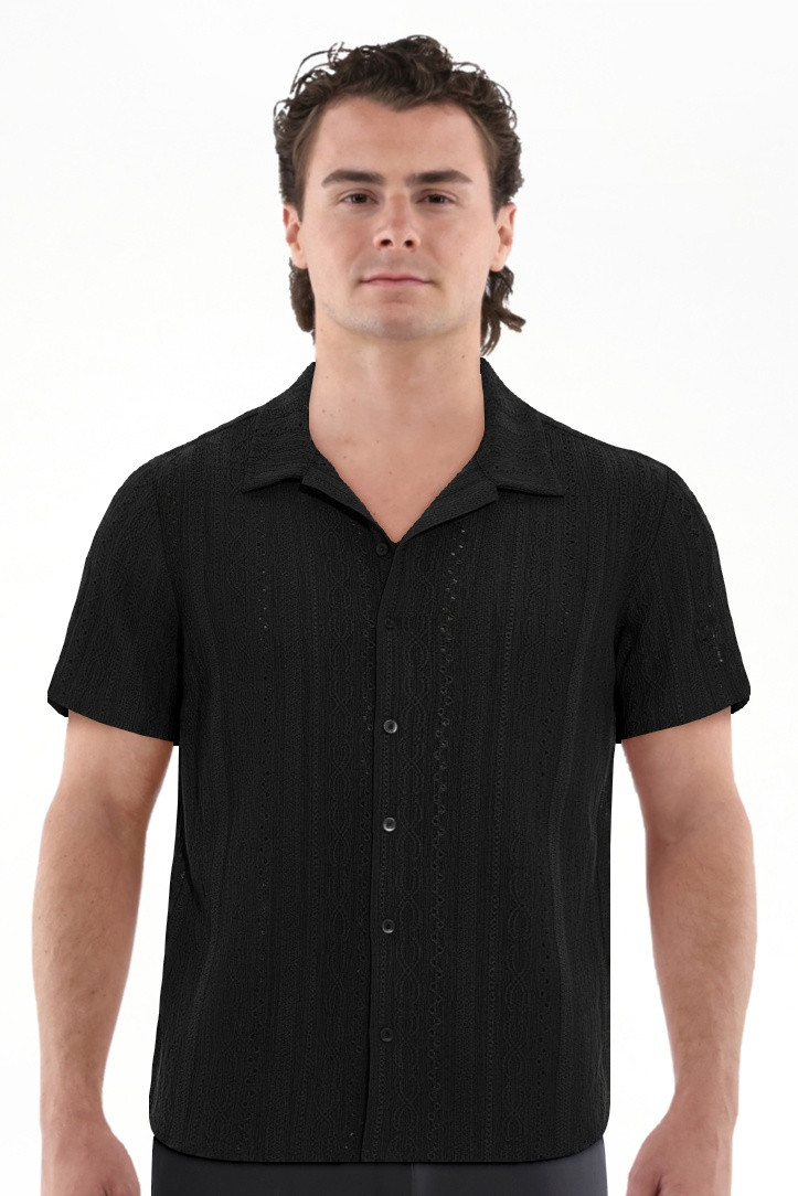 Iceglad Men's Casual Button Down Shirts Short Sleeve Shirts Vacation Beach Summer Hollow Out Tops | Walmart (US)
