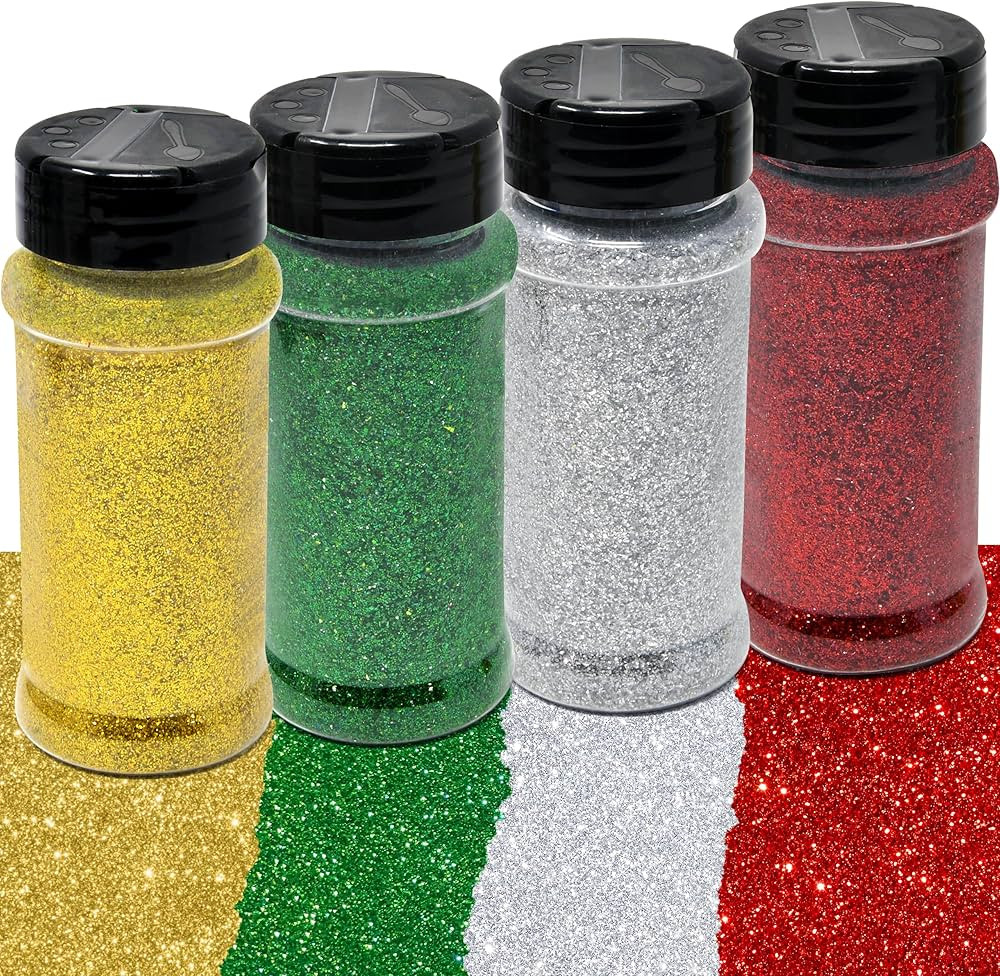 Extra Fine Christmas Glitter Powder 4 Colors Craft Glitter Sequins Gold Silver Red Green for Holi... | Amazon (US)