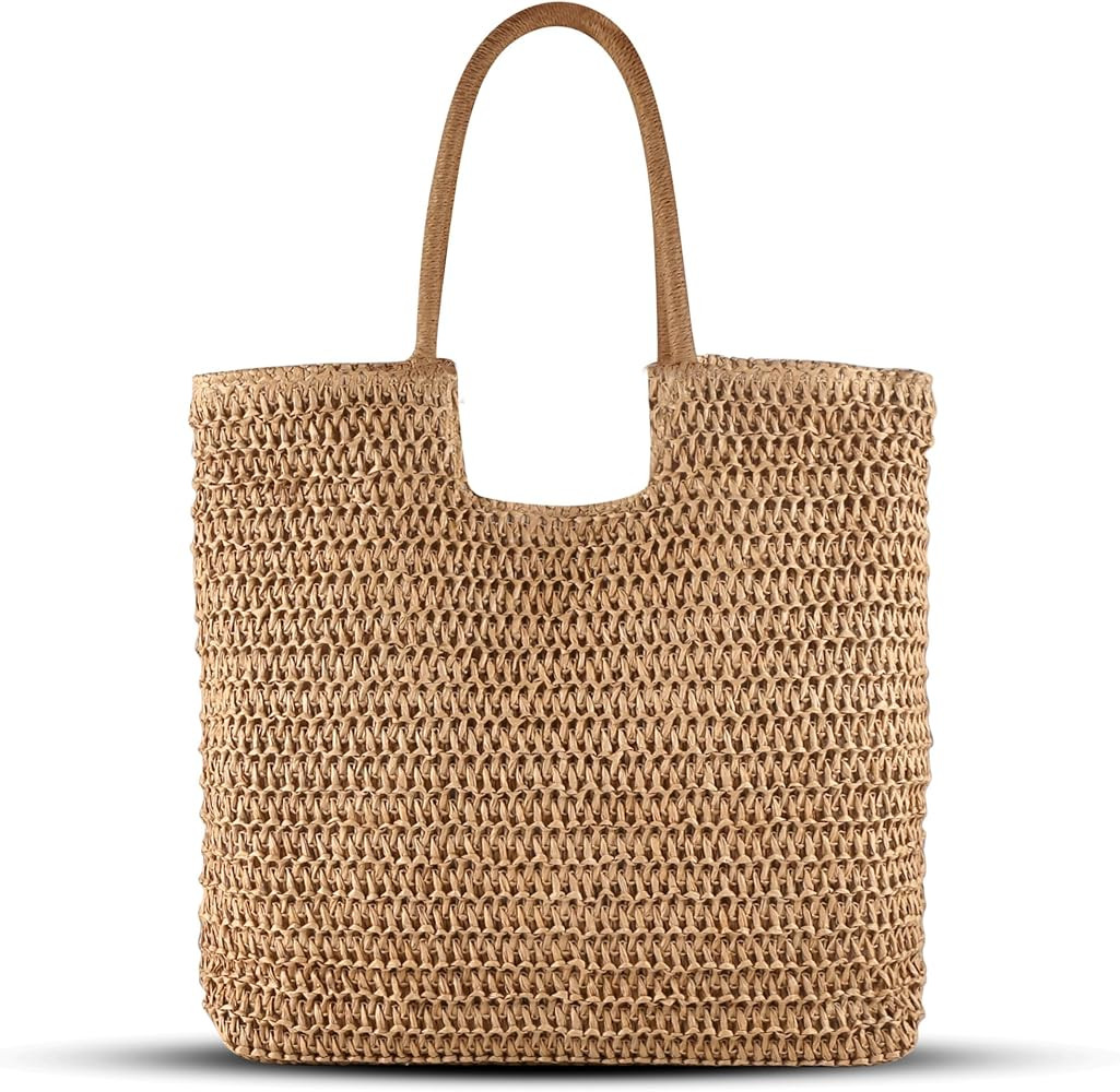 Amazon.com: COZYOFFI Straw Beach Bag Women: Summer Bag for Travel Vacation - Woven Tote Bag for W... | Amazon (US)
