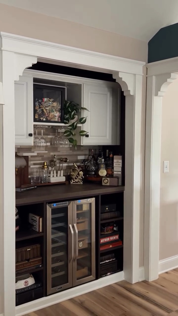 Warm vintage modern with a touch of collected traditional.

How I installed the custom archways.

1. Apply a generous amount of construction adhesive to the solid wood pieces.
2. Position each piece and use a level as you go to ensure everything is straight.
3. Gently tap with a rubber mallet for a tight fit.
4. Secure the pieces with painter’s tape and leave them in place overnight.
5. Allow the adhesive to fully cure for 24 hours.
6. Caulk all seams and gaps.
7. Apply two coats of good quality trim paint. I used Sherwin-Williams Emerald Urethane Trim Enamel in High Hide White.

One DIY project that completely transformed the look and feel of my home.

Save this for your next DIY project. 😉

You may find some of my home pieces linked in my bio through LTK 🤍 

#diy #cozyvibes #cozyhome #cozy #vintagemodern