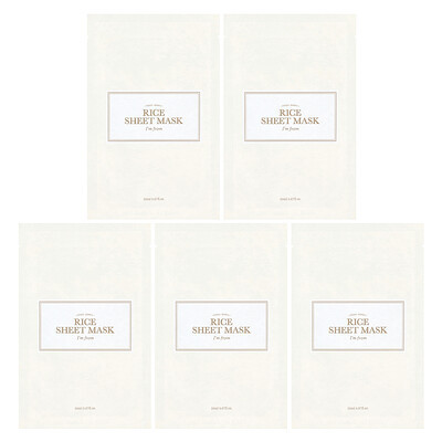 I'm From, Rice Beauty Sheet Mask, 5 Sheets, 0.67 fl oz (20 ml) Each | iHerb