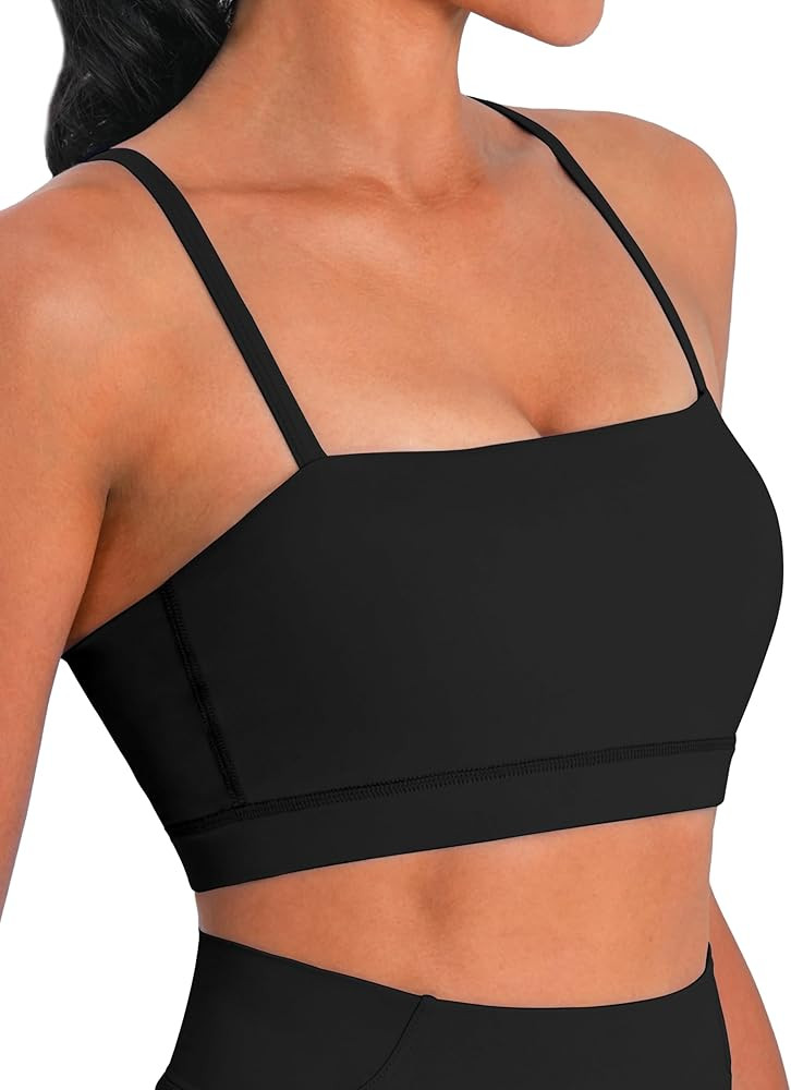 Sunzel Womens Sports Bra Buttery Soft Adjustable Straps Padded Yoga Bra Scoop Neck Wireless Bra C... | Amazon (CA)