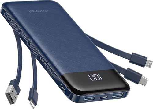 charmast Portable Charger with Built in Cables, Power Bank with Cords Wires, Slim 10000mAh Travel... | Amazon (US)