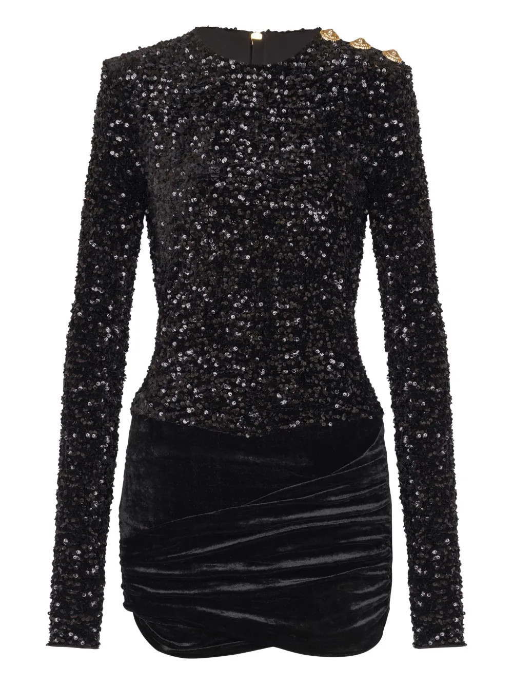 Balmain sequin velvet mini dress - Black | Farfetch Global