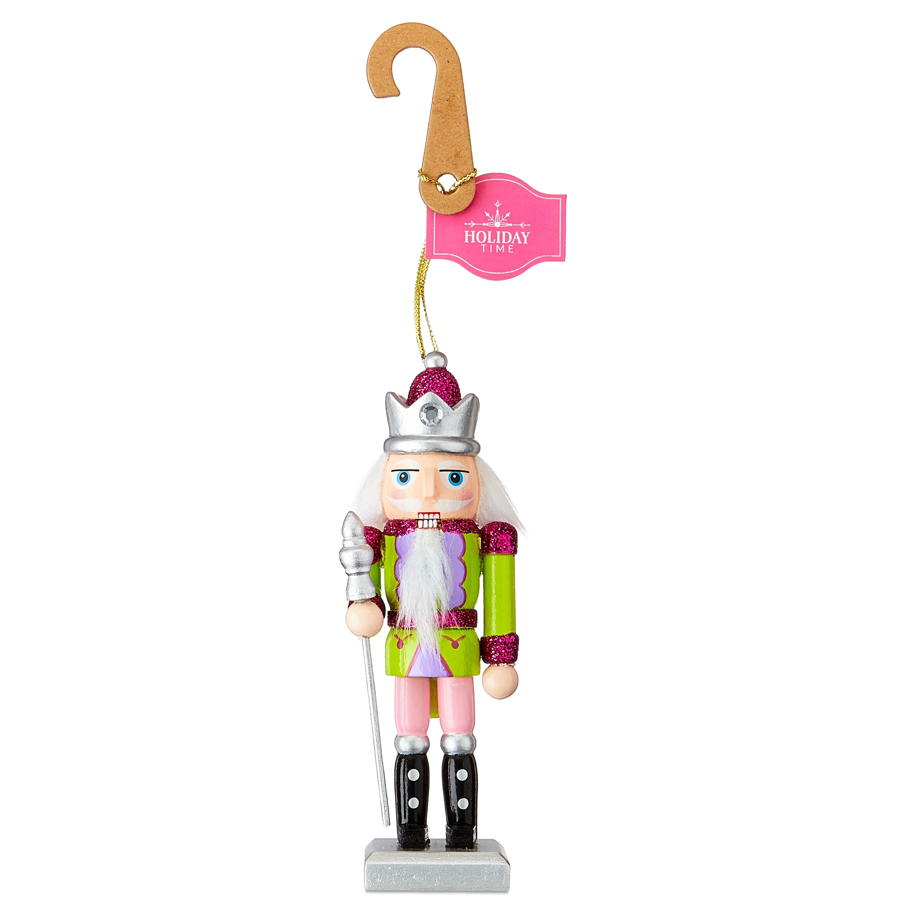 Green and Pink Wood Nutcracker Christmas Ornament, 5", by Holiday Time | Walmart (US)
