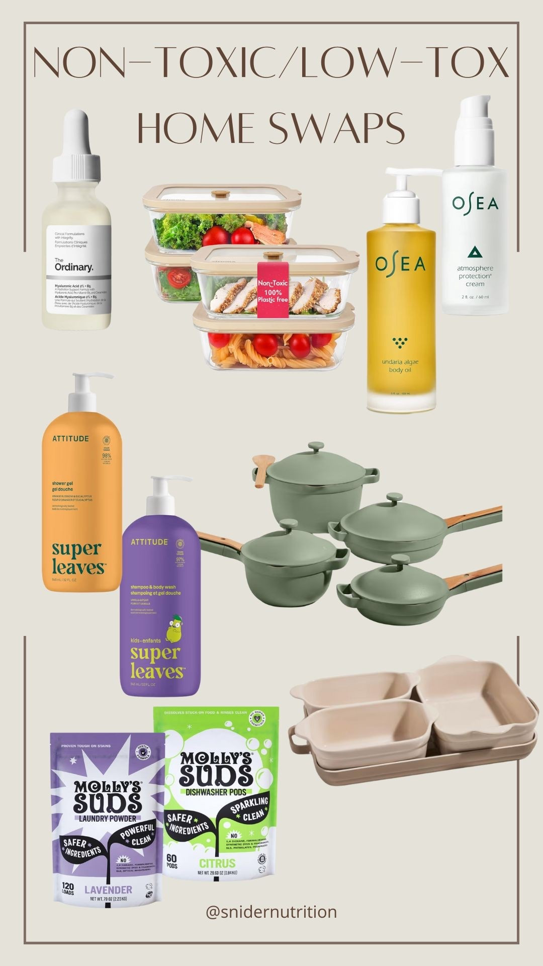 If I were going back to the beginning of my low tox/non-toxic journey, these are the top things I’d swap to.

Clean skincare, non-toxic skincare, Osea, the ordinary, attitude, clean body wash, clean kid soap, non-toxic cookware, non-toxic pans, our place, Molly suds, clean laundry detergent, clean dishwasher pods, glass Tupperware, glass food storagee

#LTKfoodie #LTKHome #LTKBeauty