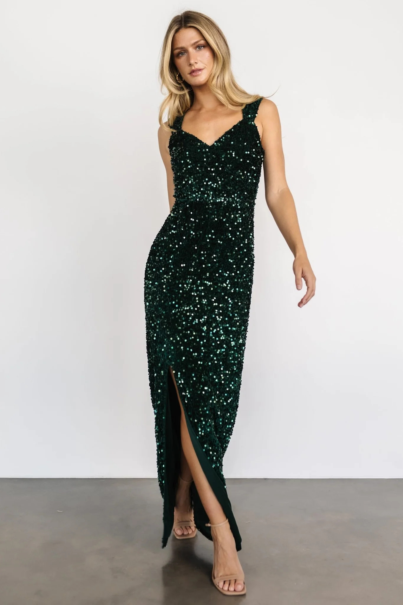 Marilyn Sequin Maxi Gown | Emerald | Baltic Born