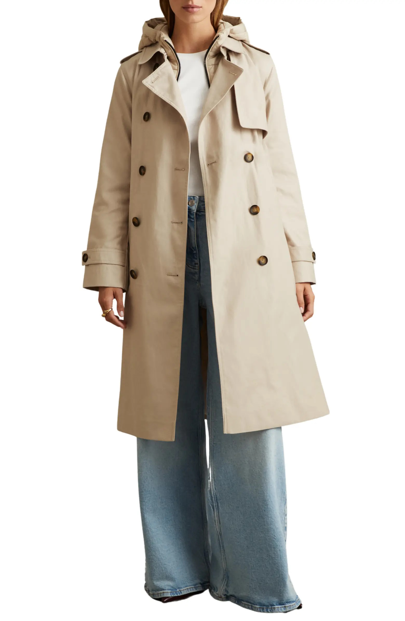 Reiss Azura Trench Coat with Removable Quilted Hood | Nordstrom | Nordstrom