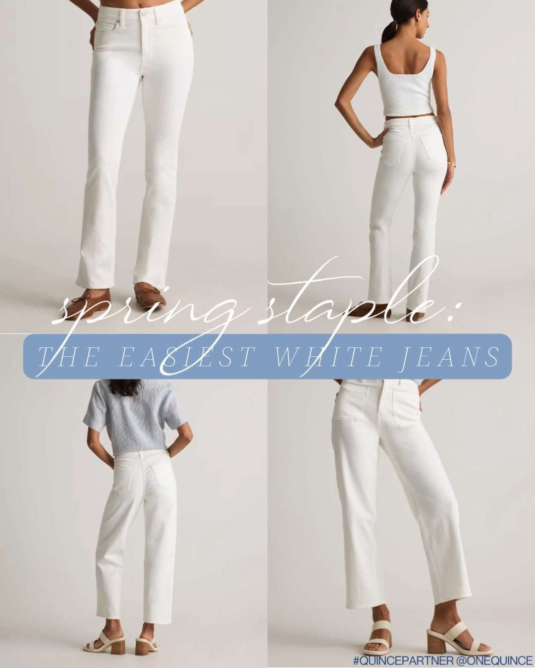 Spring staple 🤍 The easiest white jeans to style all season. #quincepartner @quince 

 #LTKootd #LTKSeasonal #LTKOver40