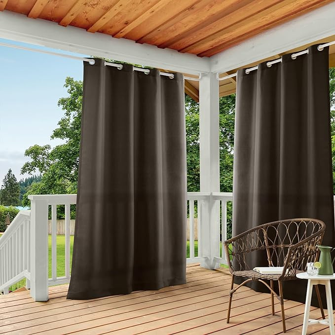 TOWN & COUNTRY BASICS Cabana Solid Heavyweight Indoor Outdoor Curtains, Light Filtering Opacity w... | Amazon (US)