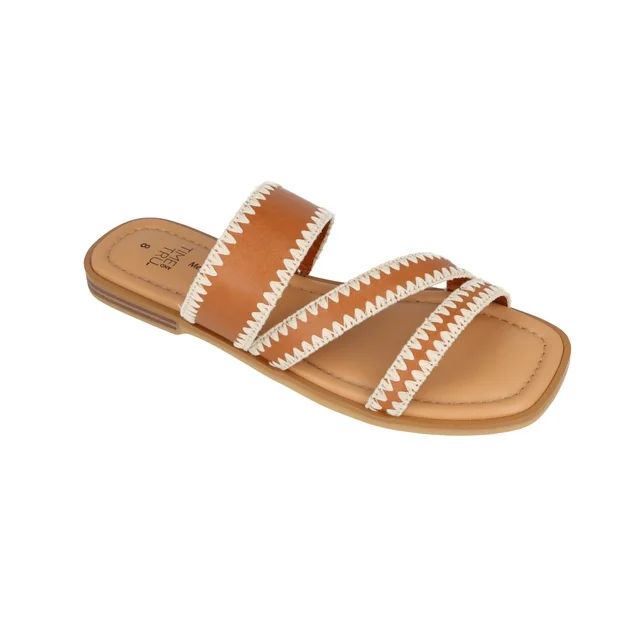 Time and Tru Women's Strappy Embroidered Sandals | Walmart (US)