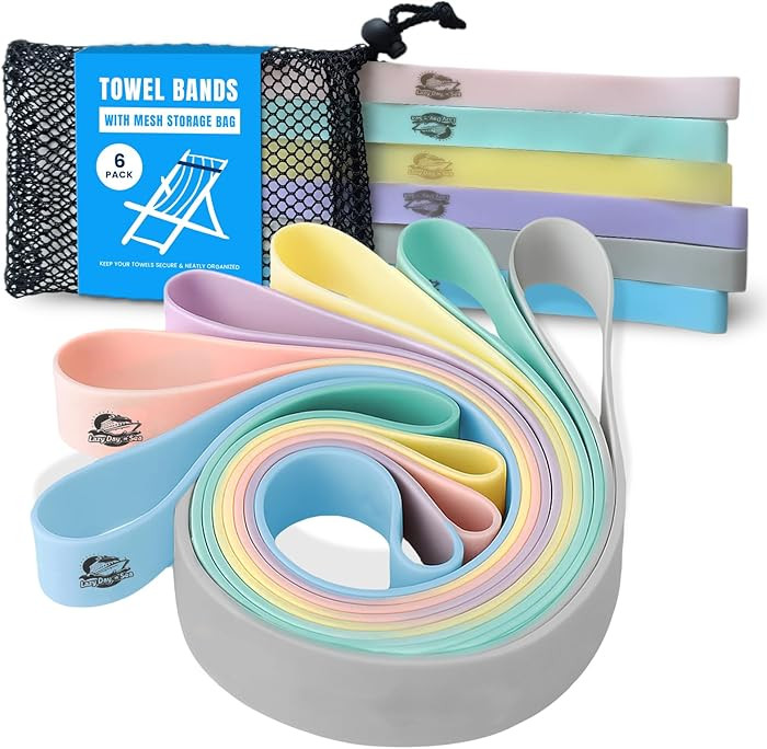 6 Pack Towel Bands for Beach Chair, Pool & Cruise Lounge Chairs, Extra Durable, No Snapping, Crui... | Amazon (US)
