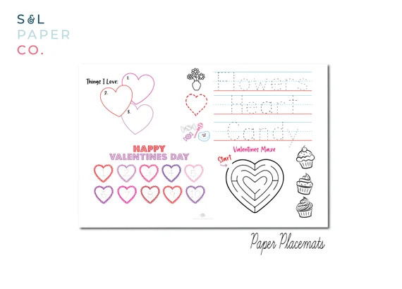 Valentines Paper Placemats Valentine's Day Paper | Etsy | Etsy (US)