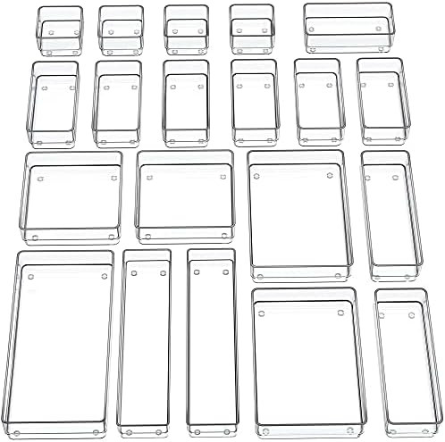 SMARTAKE 20-Piece Drawer Organizer with Non-Slip Silicone Pads, 7-Size Desk Drawer Organizer Tray... | Amazon (US)
