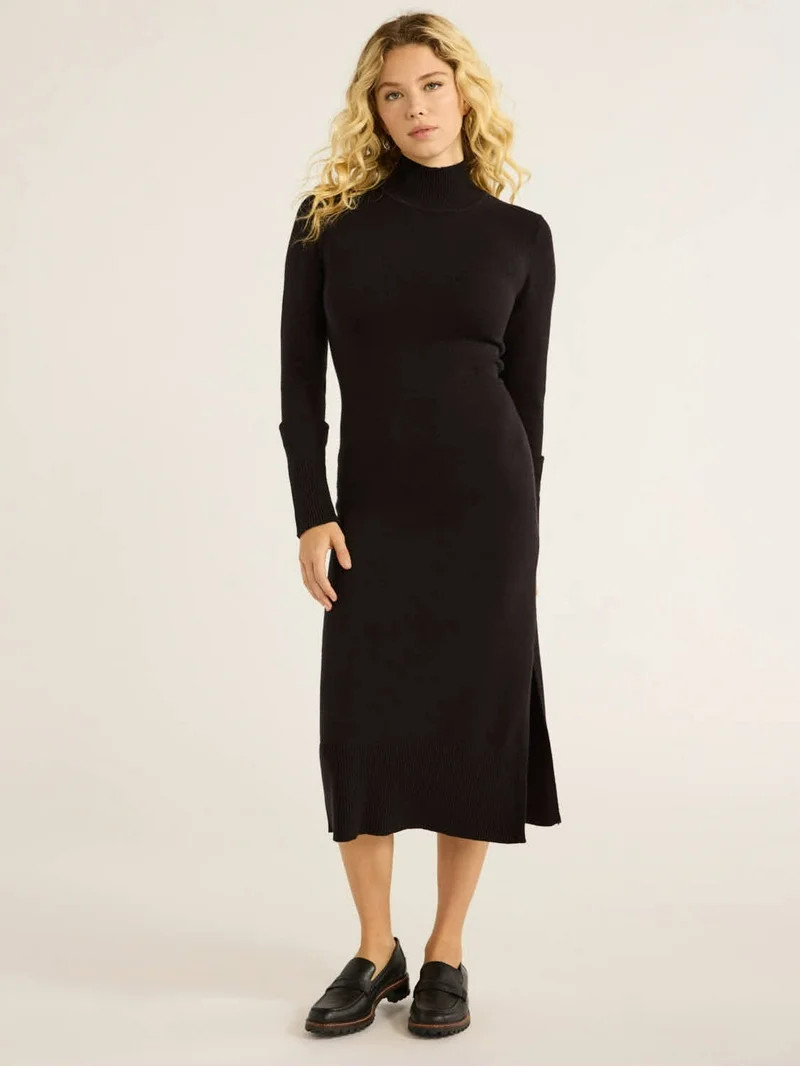 Free Assembly Women’s Cozy Yarn Turtleneck Midi Sweater Dress, Sizes XS-XXXL | Walmart (US)