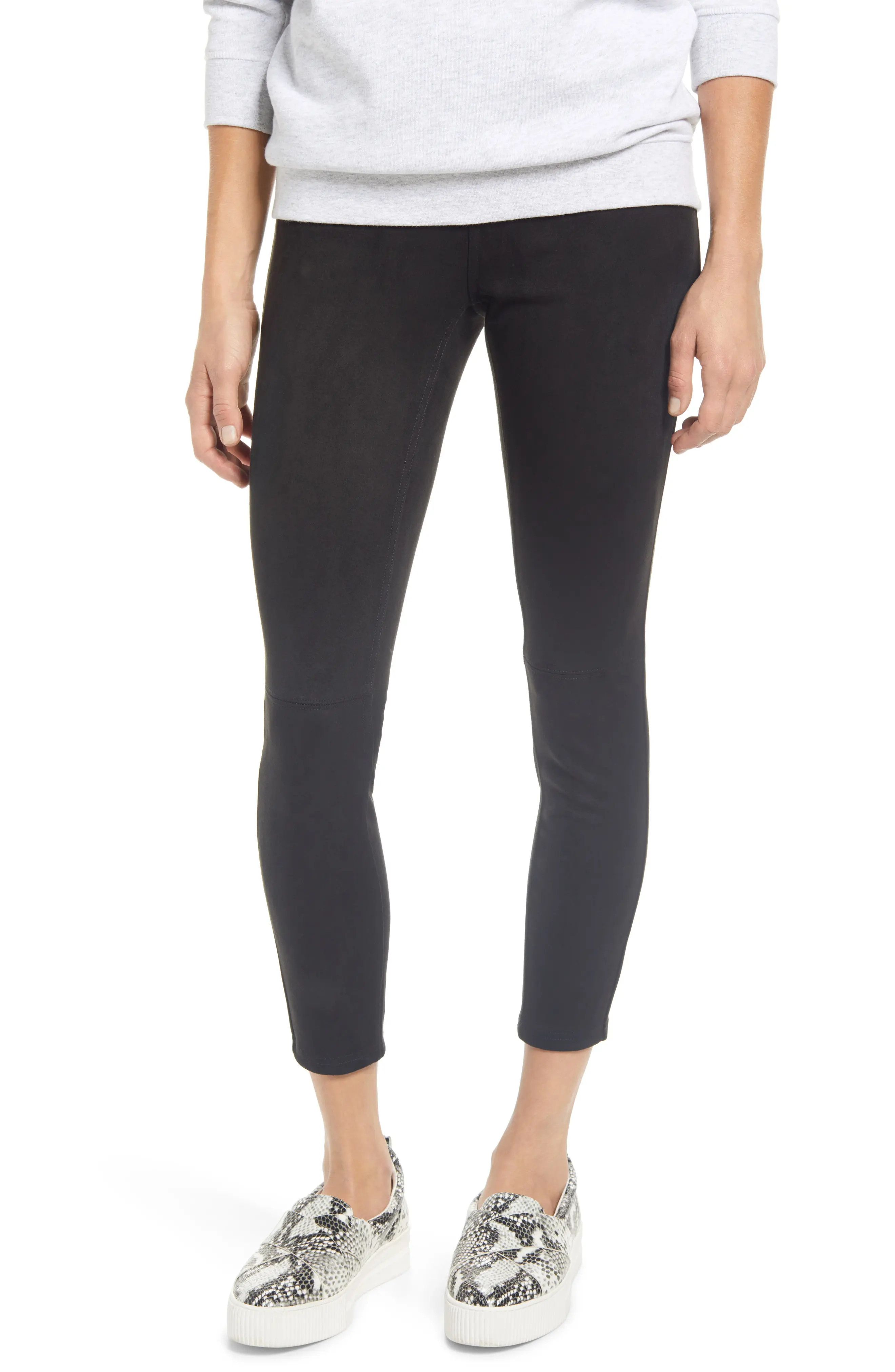 Women's Hue Microsuede Leggings, Size Medium - Black | Nordstrom