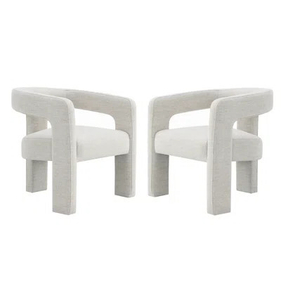 Set Of 2 Boucle Upholstered Dining Chairs In Beige | Wayfair North America