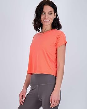Real Essentials 5 Pack: Women's Dry-Fit Crop Top Short Sleeve Shirts Workout Gym Cropped Athletic... | Amazon (US)