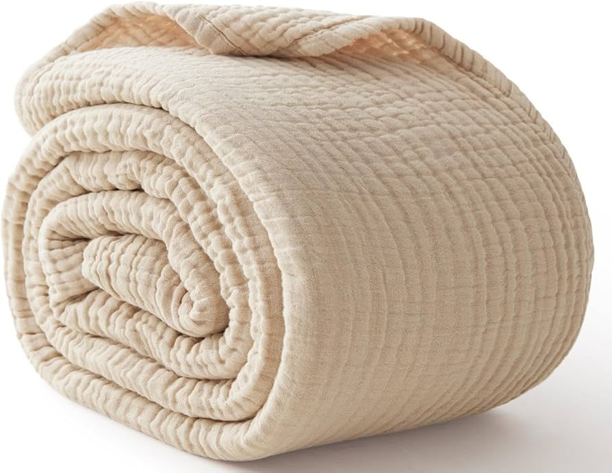 100% Cotton Muslin Blanket King 108" x 90", 6 Layers Breathable and Lightweight Cotton Throw Blan... | Amazon (US)