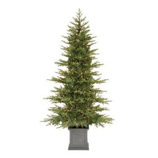 Home Accents Holiday 6.5 ft Winwood Grand Fir Potted Pre-Lit Artificial Christmas Tree with 300 M... | The Home Depot