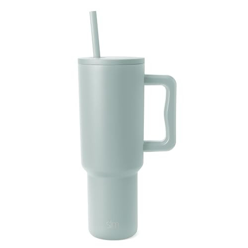 Simple Modern 40 oz Trek Tumbler with Handle and Straw Lid | Cup Holder Friendly Insulated Stainless Steel Travel Mug | Sea Glass Sage | Amazon (US)
