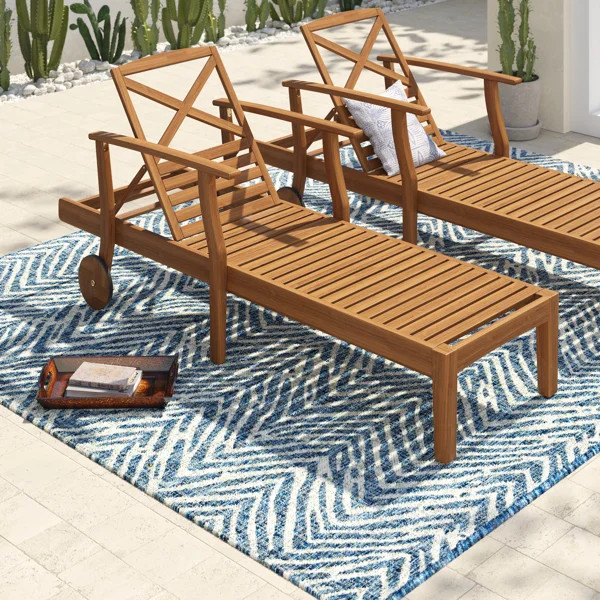 Bevelyn Outdoor Acacia Chaise Lounge Set (Set of 2) | Wayfair North America