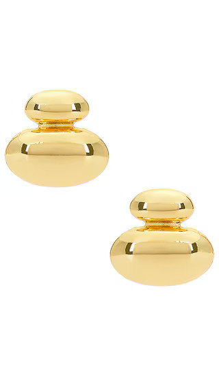 BRACHA Gold Pebble Studs in Metallic Gold. | Revolve Clothing (Global)