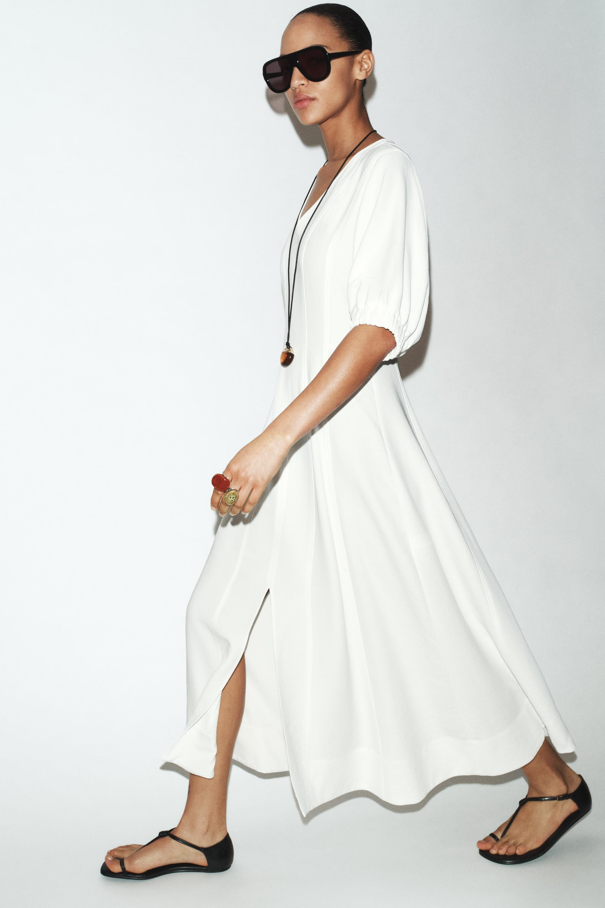 BALLOON SLEEVE MIDI DRESS | Zara US