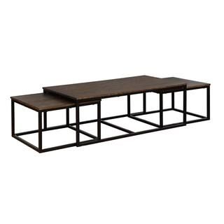 Alaterre Furniture Arcadia 54 in. Antiqued Mocha/Black Large Rectangle Wood Coffee Table with Nes... | The Home Depot