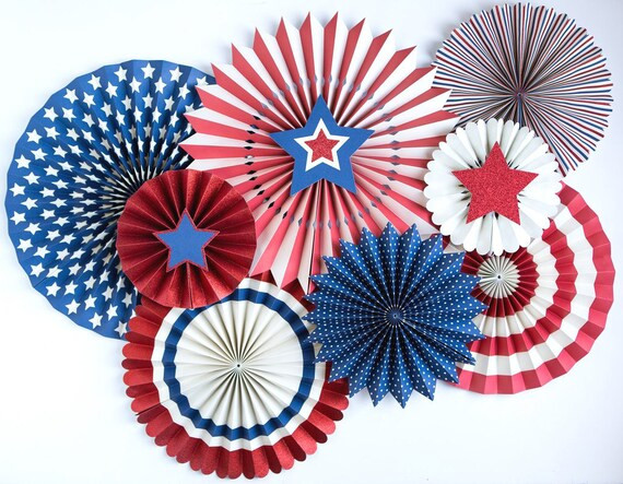 Stars and Stripes Patriotic Paper Party Fans  Red White and | Etsy | Etsy (US)