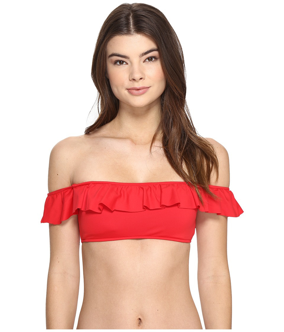 Polo Ralph Lauren - Ruffle Solids Ruffle Off the Shoulder Top (Paris Red) Women's Swimwear | Zappos
