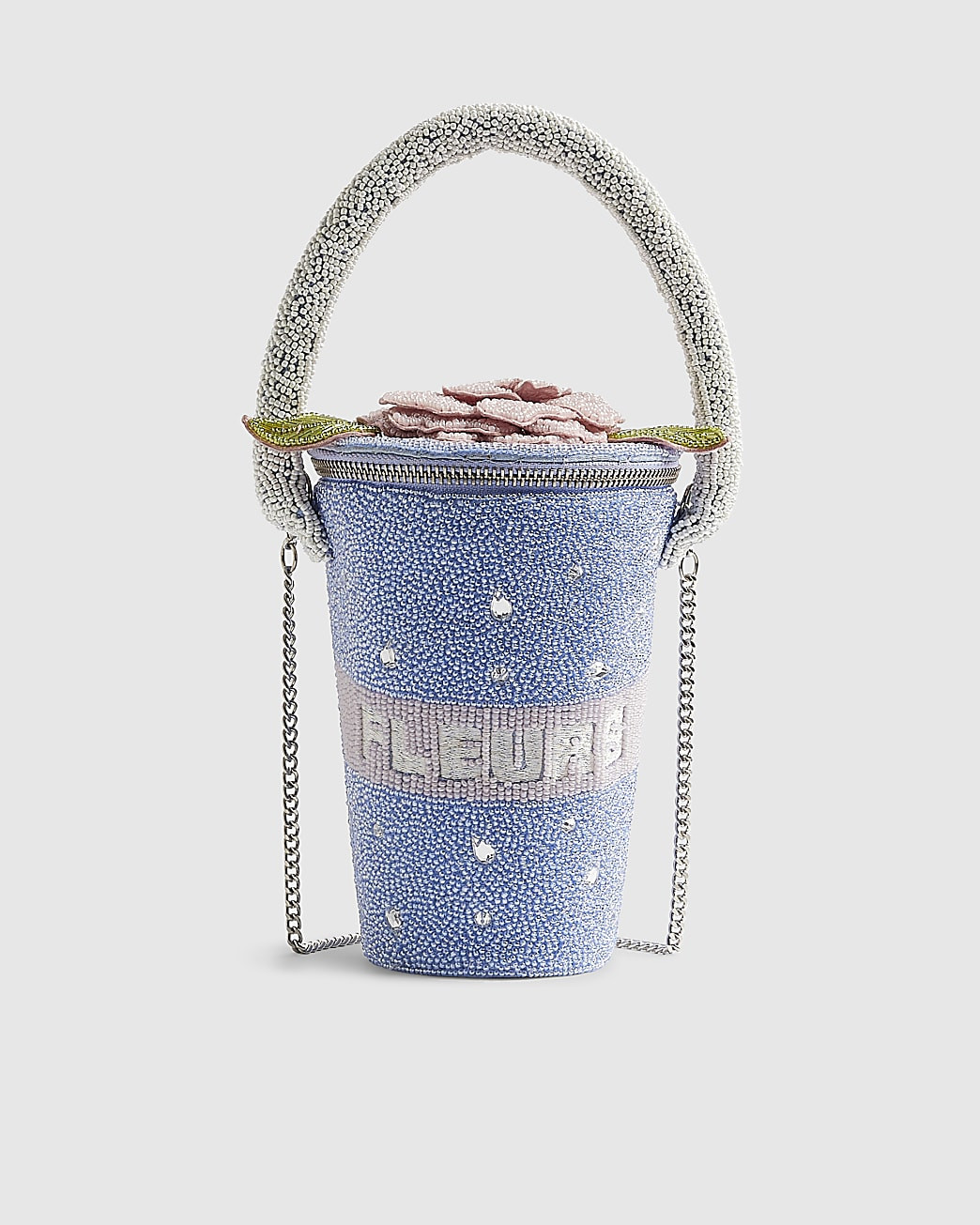 Blue Beaded Flower Pot Clutch Bag | River Island UK & IE