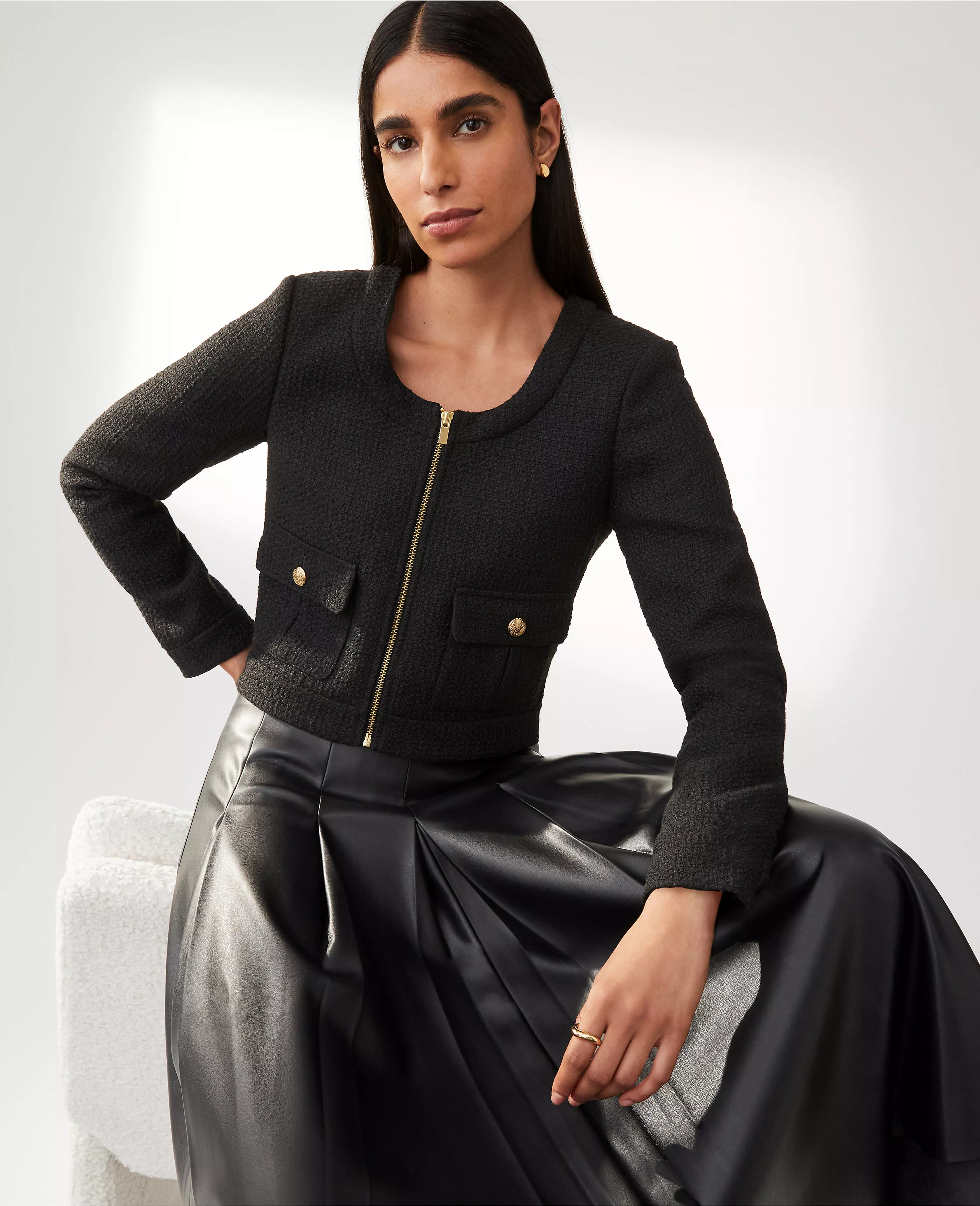 Tweed Cropped Jacket | Ann Taylor