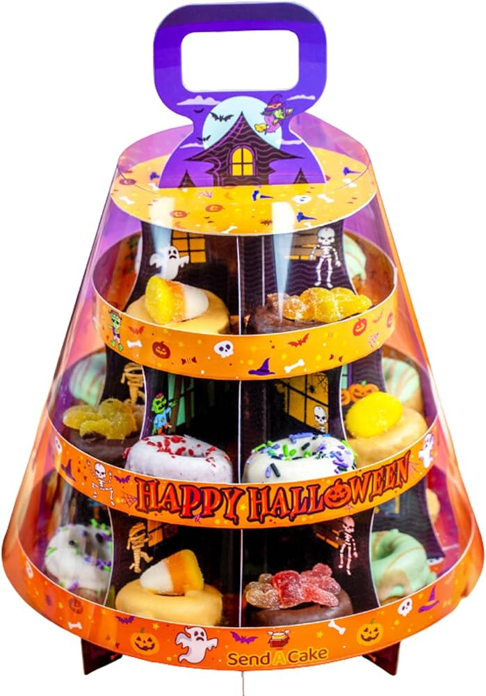 SendaCake Halloween Donut Tower Gift Box - 20 Delicious Individually Wrapped Mini Cake Donuts for... | Amazon (US)