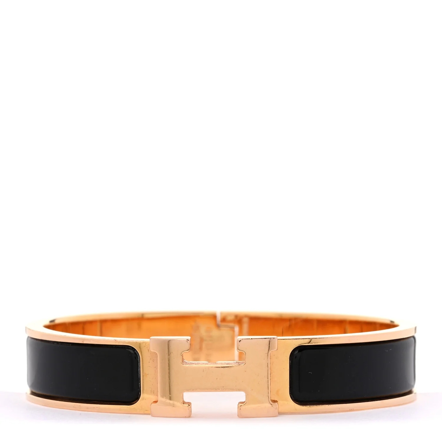 Hermes Enamel Narrow Clic Clac H Bracelet GM Black | FASHIONPHILE (US)