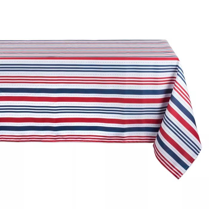120"x60" Patriotic Stripe Outdoor Tablecloth Red/Blue - Design Imports | Target