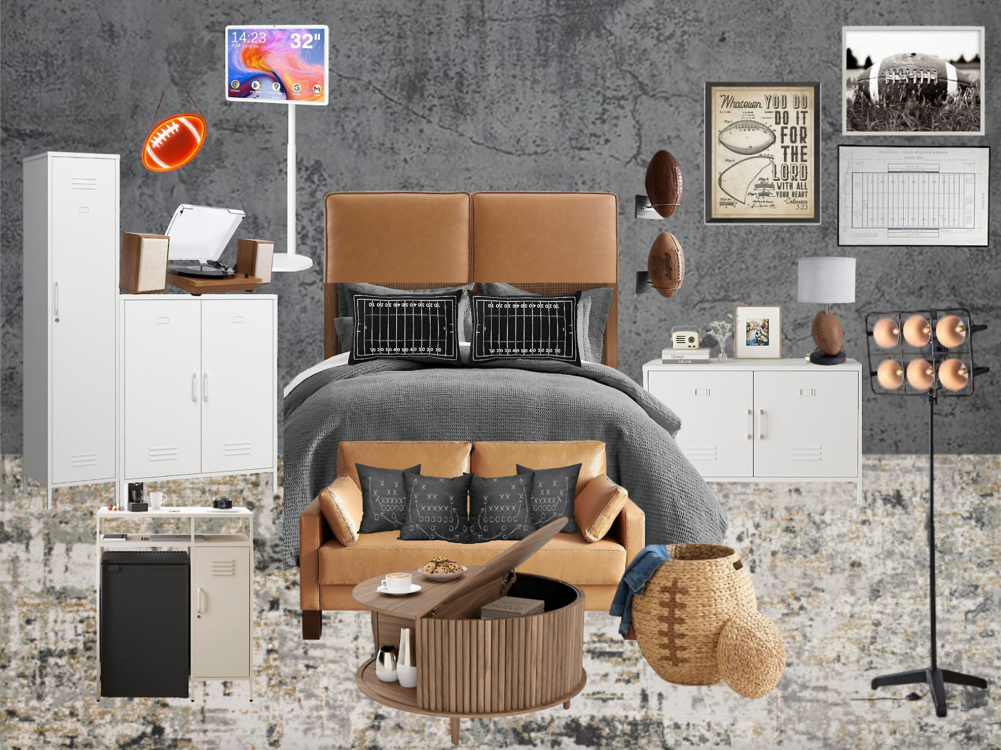 🏈 Not every dorm needs to be full of pink pillows and fairy lights. Some need footballs, lockers, and space for snacks. This Game Day Dorm setup is perfect for the student athlete or sports fan who needs functionality and vibes.

📦 From lockers to mini fridge stations to Xs & Os pillows, I linked everything in my LTK — budget-friendly options from Amazon, Walmart, and Wayfair.

Tag a mama with a son heading to college this fall — this is his look.
#dormdecorformen #collegeprep #gamedayready #rheaalignedstyle #LTKhome #studentathletelife 

 