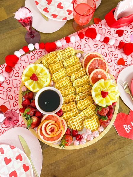 Valentine’s Day breakfast board 
Valentine’s Day brunch 
Valentines party 
Galentine party 
Heart shaped waffle maker 
Serving board is double sided with handles in the sides 

Vakentines day table scape


Walmart finds , target style 

#LTKhome #LTKSeasonal #LTKparties