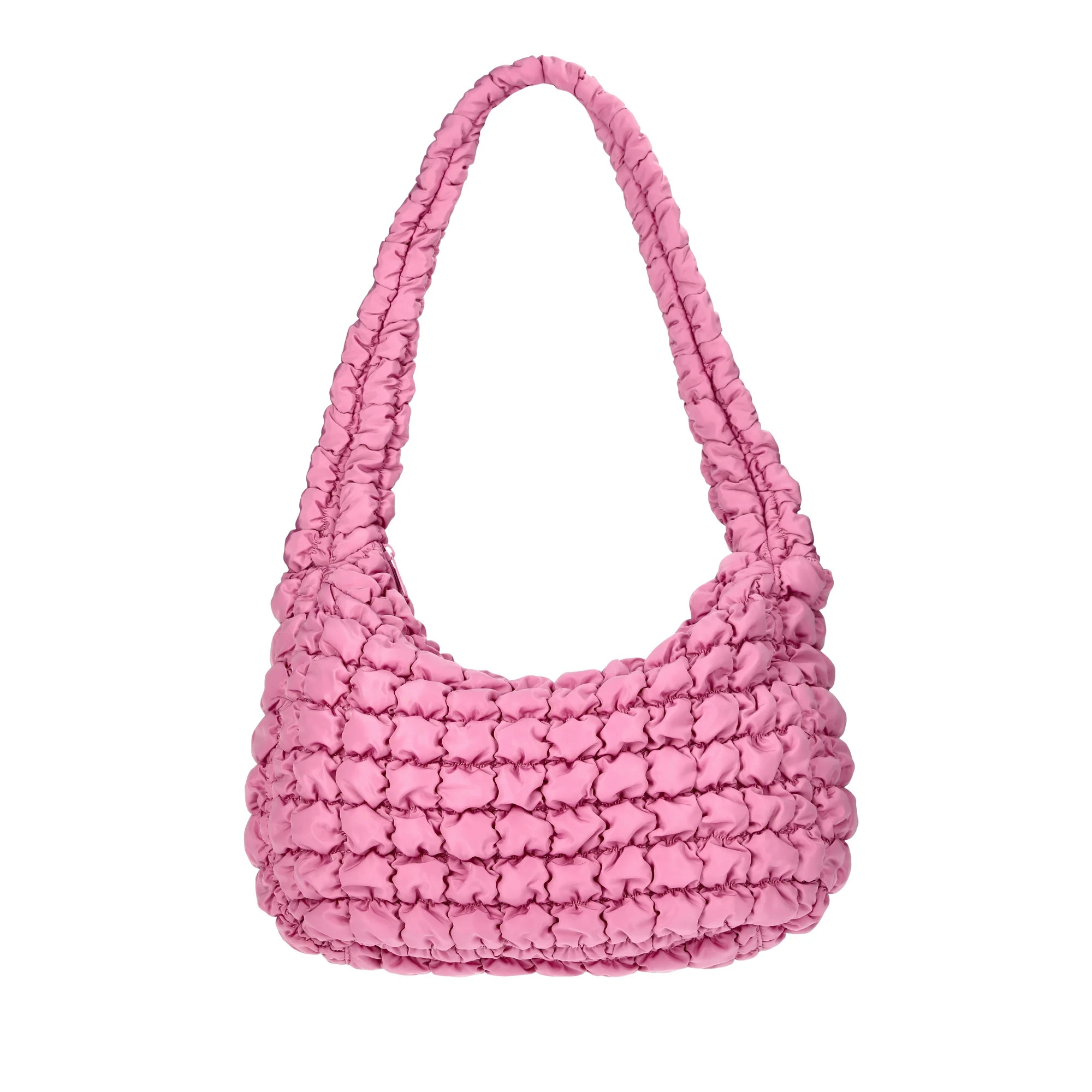 No Boundaries Women's Quilted Puffer Oversized Shoulder Bag, Rosy Lilac | Walmart (US)