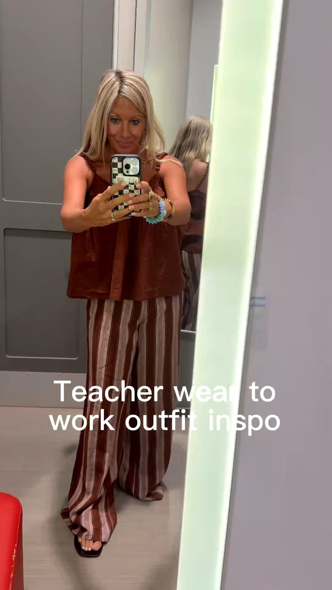Teacher Outfit or fun summer outfit.  These Women's Essential Linen Pull-On Pants - A New Day™ Brown Striped XS lightweight pants are so comfortable!  Paired with this adorable tank.   You can dress this up or down.  Perfect to wear on those first few weeks back to school when the weather is super hot.  Find it 👇.

#LTKootd #LTKOver40 #LTKWorkwear